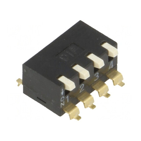 Comutator DIP-SWITCH 4 Secțiuni ON-OFF 0,025A 24VDC | Electronic-mag.ro | Componente Electronice