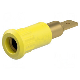 Conector banană 4mm soclu 25A 30VAC 60VDC galben aurit 30mm | Electronic-mag.ro | Componente Electronice