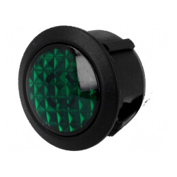 Lampă LED convexă verde 24VDC Ø20mm IP20 poliamidă | Electronic-mag.ro | Componente Electronice