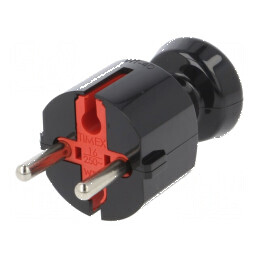 Conector alimentare AC tată 2P 250VAC 16A negru | Electronic-mag.ro | Componente Electronice