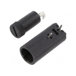 Clemă siguranțe cilindrice THT 5x20mm 10A neagră | Electronic-mag.ro | Componente Electronice