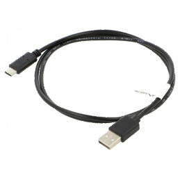 Cablu USB 2.0 A la C aurit 1m negru Fire: Cu | Electronic-mag.ro | Componente Electronice