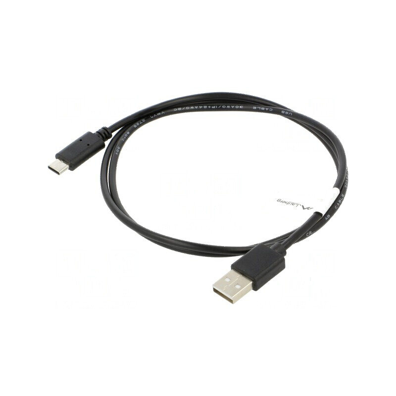 Cablu USB 2.0 A la C aurit 1m negru Fire: Cu | Electronic-mag.ro | Componente Electronice