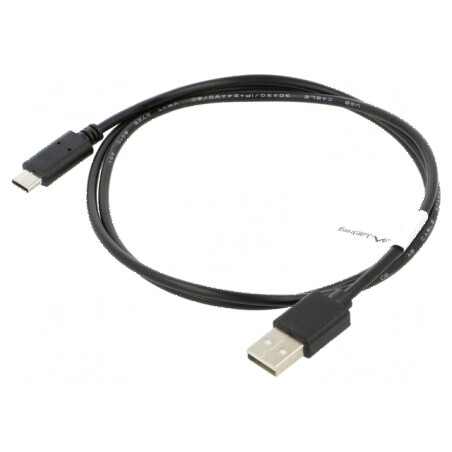 Cablu USB 2.0 A la C aurit 1m negru Fire: Cu | Electronic-mag.ro | Componente Electronice