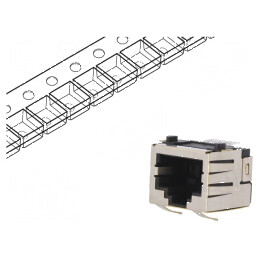 Conector RJ45 soclu 8 PIN Cat 5 ecranat 8p8c SMT | Electronic-mag.ro | Componente Electronice