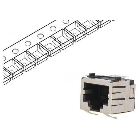 Conector RJ45 soclu 8 PIN Cat 5 ecranat 8p8c SMT | Electronic-mag.ro | Componente Electronice