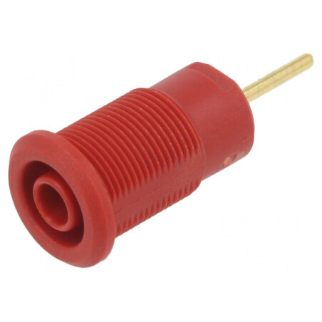 Conector banană 4mm soclu 24A 1kV roșu aurit pe panou | Electronic-mag.ro | Componente Electronice