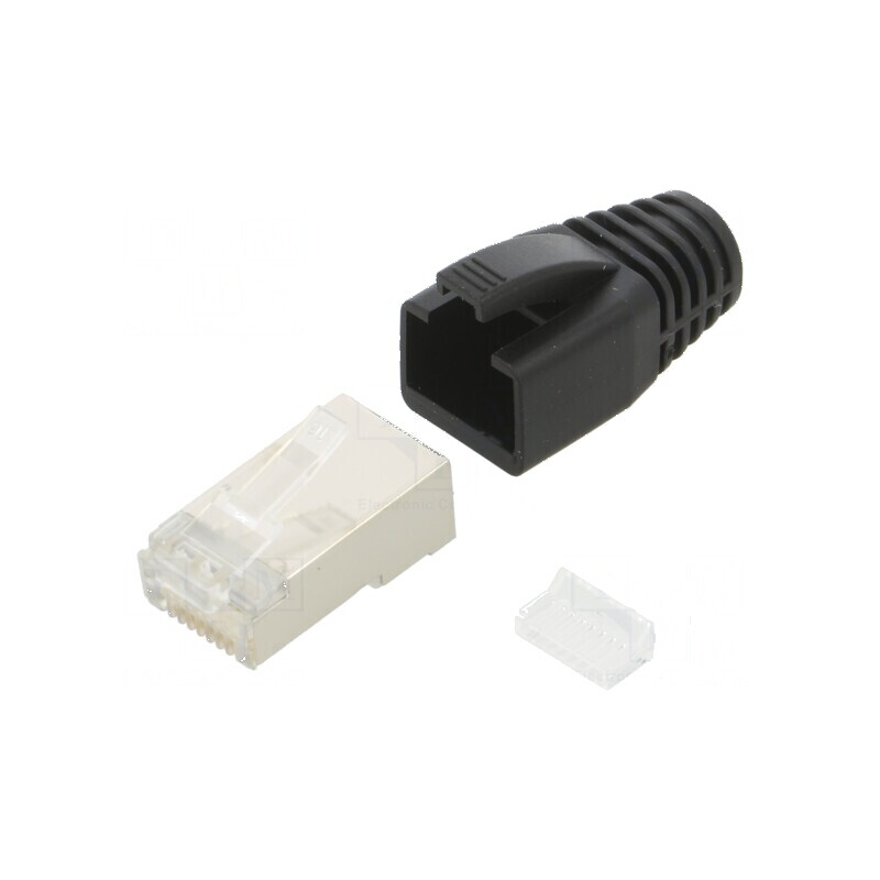 Conector RJ45 Cat 6a ecranat cu manșon pe cablu - mufă PIN 8 | Electronic-mag.ro | Componente Electronice Conector RJ45 Cat 6a ecranat cu manșon pe cablu - mufă PIN 8 | Electronic-mag.ro | Componente Electronice