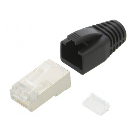 Conector RJ45 Cat 6a ecranat cu manșon pe cablu - mufă PIN 8 | Electronic-mag.ro | Componente Electronice