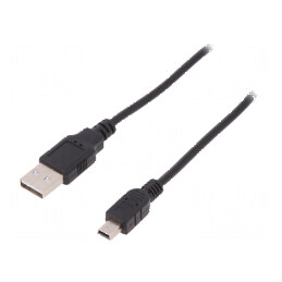 Cablu USB 2.0 A la B mini nichelat 1,8m negru | Electronic-mag.ro | Componente Electronice