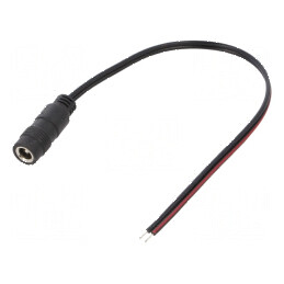 Cablu DC 5,5/2,1 soclu drept negru 0,2m 2x0,5mm2 | Electronic-mag.ro | Componente Electronice