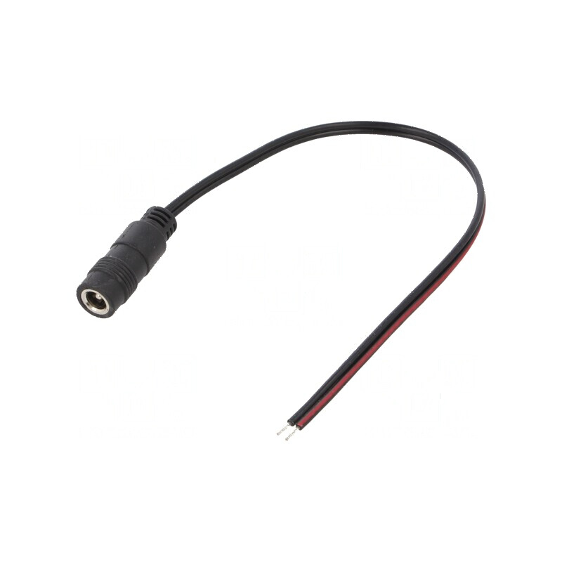 Cablu DC 5,5/2,1 soclu drept negru 0,2m 2x0,5mm2 | Electronic-mag.ro | Componente Electronice