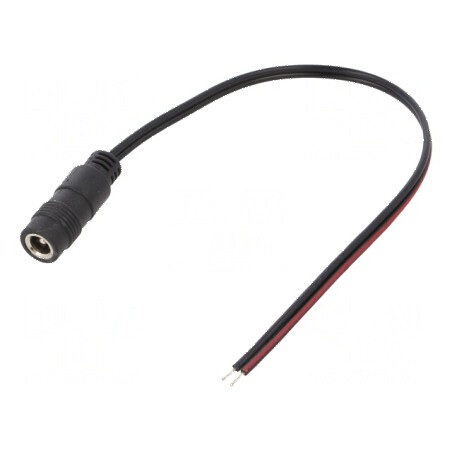 Cablu DC 5,5/2,1 soclu drept negru 0,2m 2x0,5mm2 | Electronic-mag.ro | Componente Electronice