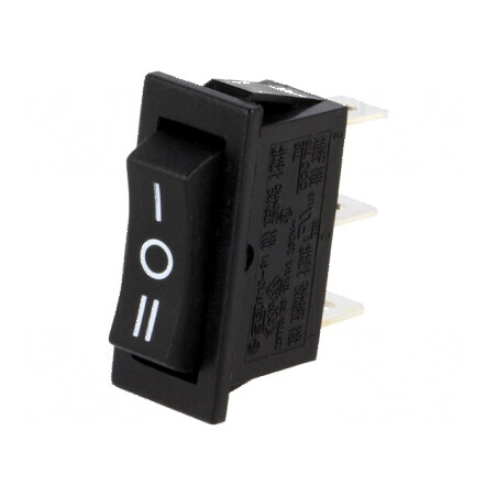 Rocker SP3T 3 Pozitii ON-OFF-ON 10A/250VAC Negru | Electronic-mag.ro | Componente Electronice