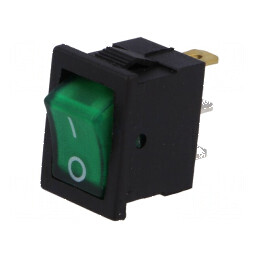 Rocker Switch SPST ON-OFF 3A/250VAC Verde cu Neon 35mΩ | Electronic-mag.ro | Componente Electronice