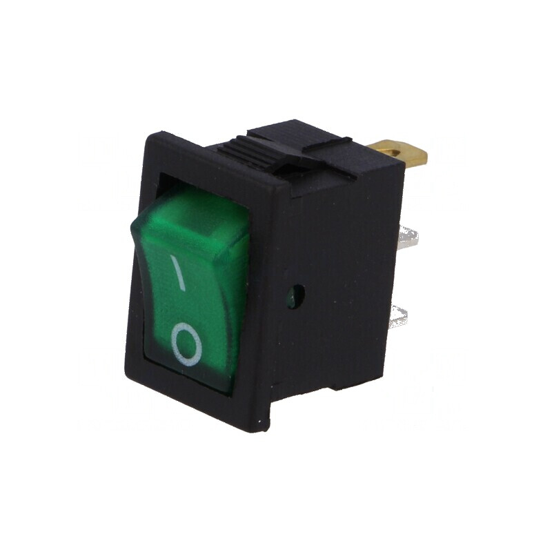 Rocker Switch SPST ON-OFF 3A/250VAC Verde cu Neon 35mΩ | Electronic-mag.ro | Componente Electronice Rocker Switch SPST ON-OFF 3A/250VAC Verde cu Neon 35mΩ | Electronic-mag.ro | Componente Electronice