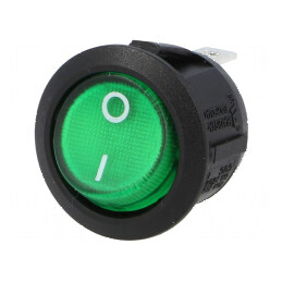 Rocker Switch SPST 10A 250VAC cu Neon Verde 230V | Electronic-mag.ro | Componente Electronice