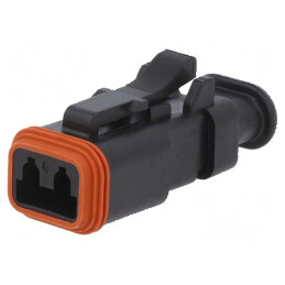 Conector cablu-cablu mufă mamă AT 2 PIN neagră IP67 | Electronic-mag.ro | Componente Electronice