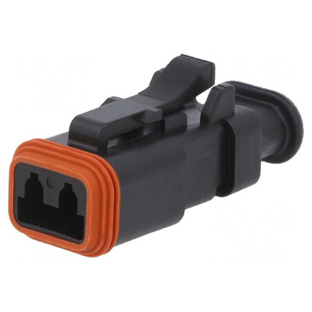 Conector cablu-cablu mufă mamă AT 2 PIN neagră IP67 | Electronic-mag.ro | Componente Electronice