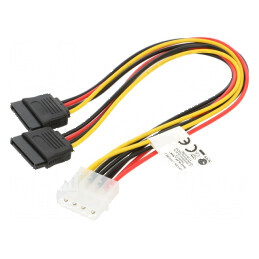 Cablu alimentare SATA Molex tată la SATA 15pin mamă x2, 0,3m | Electronic-mag.ro | Componente Electronice
