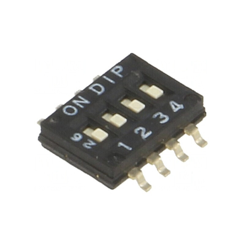 Comutator DIP-SWITCH 4 Secţiuni ON-OFF 0,1A/50VDC SMT | Electronic-mag.ro | Componente Electronice