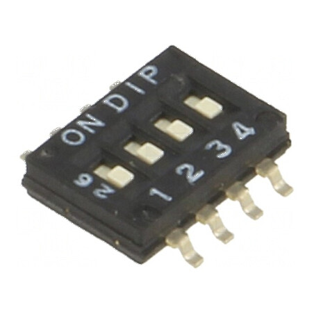 Comutator DIP-SWITCH 4 Secţiuni ON-OFF 0,1A/50VDC SMT | Electronic-mag.ro | Componente Electronice