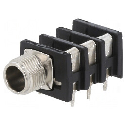 Conector Jack 6,3mm soclu mamă unghi 90° THT | Electronic-mag.ro | Componente Electronice