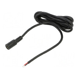 Cablu DC 5,5/2,1 soclu drept 2x0,5mm2 negru 1,5m 20-80°C | Electronic-mag.ro | Componente Electronice
