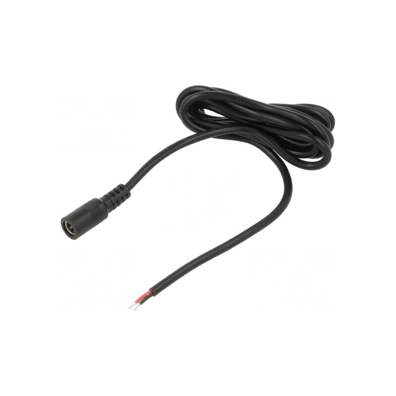 Cablu DC 5,5/2,1 soclu drept 2x0,5mm2 negru 1,5m 20-80°C | Electronic-mag.ro | Componente Electronice