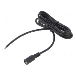 Cablu DC 5,5/2,5 soclu drept negru 1,5m 2x0,5mm2 -20÷80°C | Electronic-mag.ro | Componente Electronice