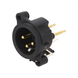 Conector XLR soclu tată 3 PIN THT negru 6A | Electronic-mag.ro | Componente Electronice