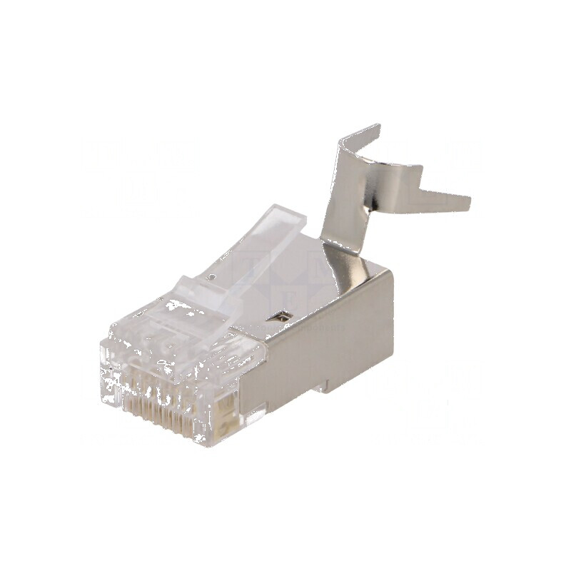 Conector RJ45 ecranat Cat 6a, 7, 7a, 8.1 - mufă PIN 8, crimpat | Electronic-mag.ro | Componente Electronice