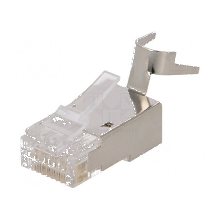 Conector RJ45 ecranat Cat 6a, 7, 7a, 8.1 - mufă PIN 8, crimpat | Electronic-mag.ro | Componente Electronice