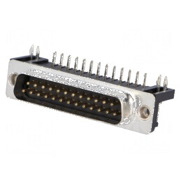 Conector D-Sub 25 PIN soclu tată unghi 90° THT UNC 4-40 5A 20mΩ | Electronic-mag.ro | Componente Electronice