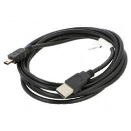 Cablu USB 2.0 A la B mini 1,8m negru aurit | Electronic-mag.ro | Componente Electronice