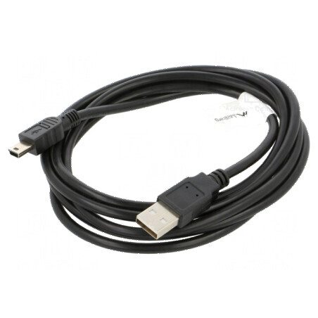 Cablu USB 2.0 A la B mini 1,8m negru aurit | Electronic-mag.ro | Componente Electronice