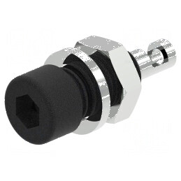 Conector banană 2mm soclu 10A 33VAC 70VDC negru | Electronic-mag.ro | Componente Electronice
