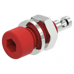 Conector banană 2mm soclu roşu 10A 33VAC 70VDC | Electronic-mag.ro | Componente Electronice