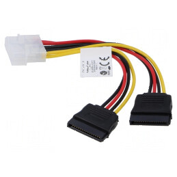 Cablu alimentare SATA Molex tată la 2 x SATA 15pin mamă, 0,15m | Electronic-mag.ro | Componente Electronice