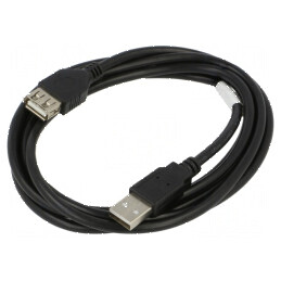 Cablu USB 2.0 A la A, 1,8m, negru, 30AWG, aurit | Electronic-mag.ro | Componente Electronice