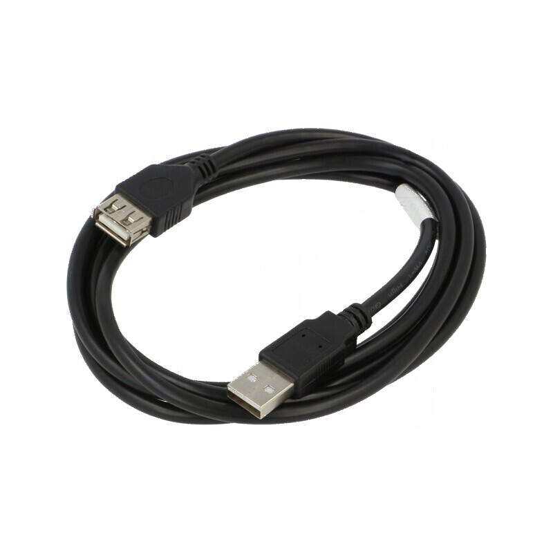 Cablu USB 2.0 A la A, 1,8m, negru, 30AWG, aurit | Electronic-mag.ro | Componente Electronice