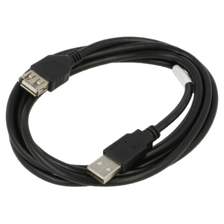 Cablu USB 2.0 A la A, 1,8m, negru, 30AWG, aurit | Electronic-mag.ro | Componente Electronice