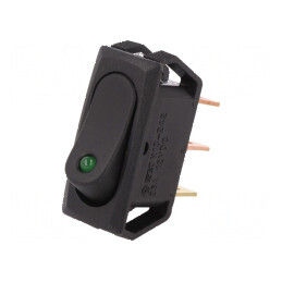 Rocker SPST ON-OFF 25A/12VDC negru cu LED 50mΩ | Electronic-mag.ro | Componente Electronice