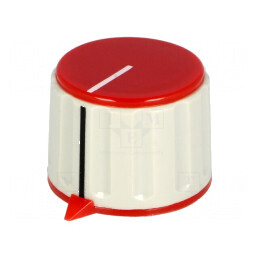 Buton rotativ ABS cu indicator Ø6mm, Ø28,7x21mm, gri roșu | Electronic-mag.ro | Componente Electronice