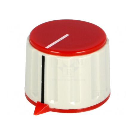 Buton rotativ ABS cu indicator Ø6mm, Ø28,7x21mm, gri roșu | Electronic-mag.ro | Componente Electronice