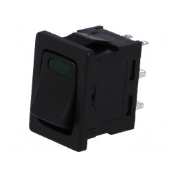 Rocker SPST ON-OFF 16A/12VDC negru cu LED 12V | Electronic-mag.ro | Componente Electronice