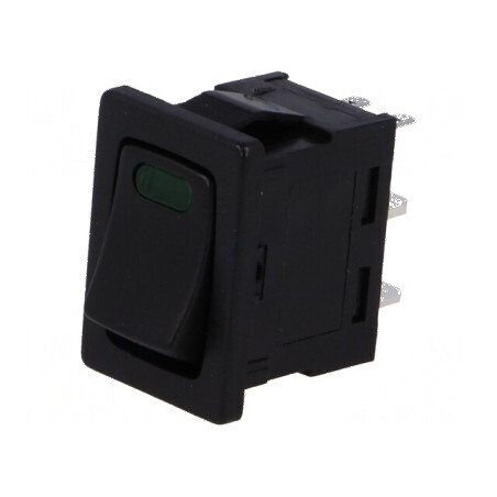 Rocker SPST ON-OFF 16A/12VDC negru cu LED 12V | Electronic-mag.ro | Componente Electronice