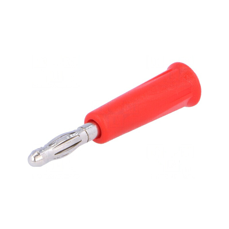 Conector banană 4mm roşu neizolat 24A 30VAC 60VDC | Electronic-mag.ro | Componente Electronice