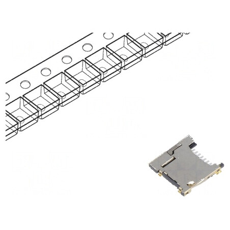 Conector microSD push-push SMT aur pentru carduri flash | Electronic-mag.ro | Componente Electronice