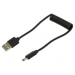 Cablu spiralat USB 2.0 A la C, 0,6m, aurit | Electronic-mag.ro | Componente Electronice